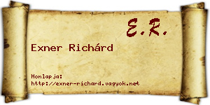 Exner Richárd névjegykártya